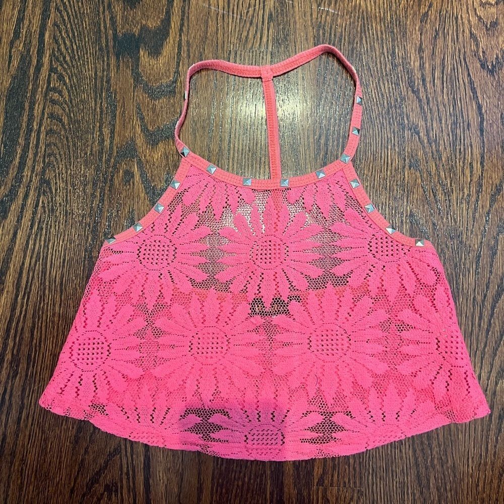 Pink bikini cover up/top